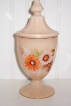 Westmoreland Almond Glass &amp; Daisy Flowers Candy Jar w /Orig Sticker - $39.99