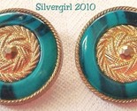 Marbled green teal gold clip earrings thumb155 crop