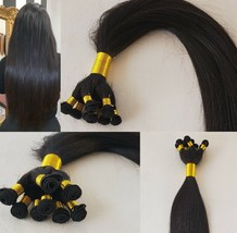 18&quot;, 20″, 22&quot; Hand-Tied Weft, 100 grams, Human Remy Hair Extensions #1B - £168.17 GBP+