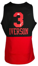 Allen Iverson Firmado 76ers 2003-04 Negro/Rojo Mitchell &amp; Ness Camiseta PSA ITP - £267.05 GBP