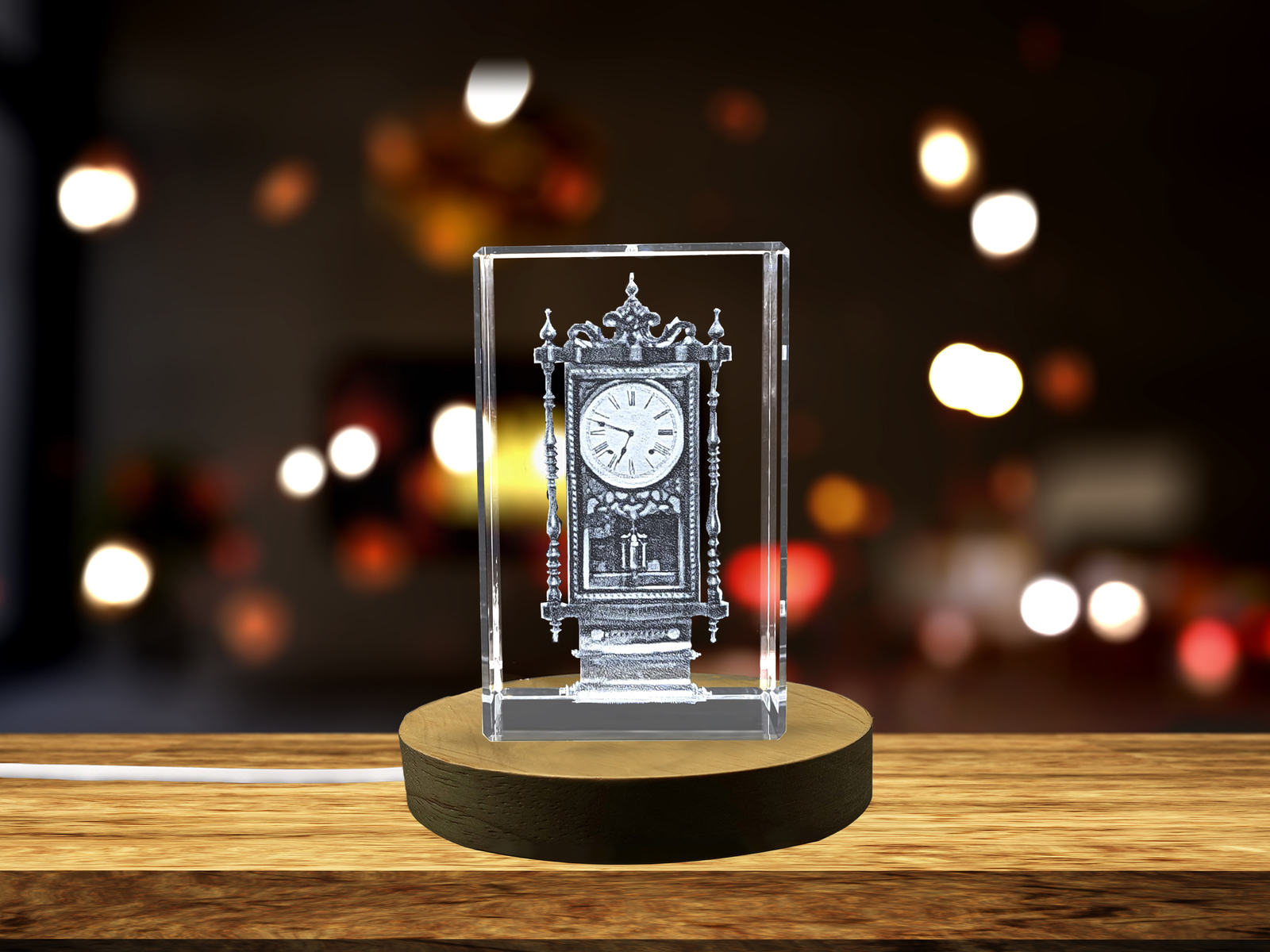 LED Base included | Vintage Mantel Clock Collectible Crystal Sculpture