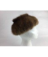 Ladies Very Chic Vintage Mink Pillbox Hat Medium Brown - $40.72 CAD