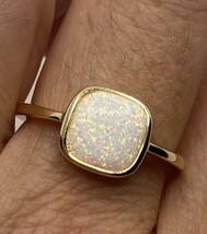 Vintage Fire Opal Golden 925 Sterling Silver Ring Size 5 - £75.17 GBP