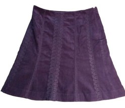 BODEN SKIRT 10 BROWN CORDUROY ZIP BACK EMBROIDERED 100% COTTON LINED - $27.71
