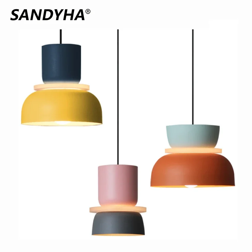 SANDYHA Modern Macaron Pendant Lamp Led Hanging Suspension Living Study Bar - $59.94+