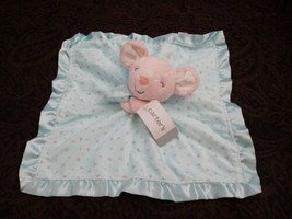 Carter’s  Pink Mouse Lovey Aqua Blue Security Blanket Baby Satin Floral NWT  - £48.10 GBP