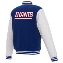 NFL New York Giants Reversible Fleece Jacket PVC Sleeves Embroidered Patch logos - £107.58 GBP