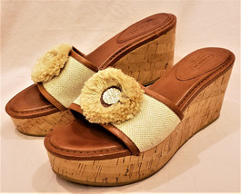 Coach Platform Wedge Sandals Sz.-8.5M Brown/Beige Decoration Accent - £40.07 GBP