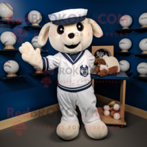 Navy Juggle mascot costume character dressed with a Henley Shirt and Gloves - £947.80 GBP