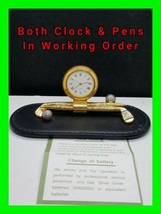 Unique Vintage Golfing Desk Pen and Clock Set In Working Condition Fresh Battery - £23.72 GBP