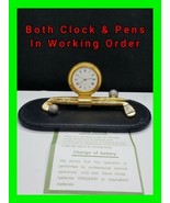 Unique Vintage Golfing Desk Pen and Clock Set In Working Condition Fresh... - £23.35 GBP