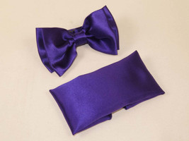 Men's Satin Silky Bow Tie Hankie by J.Valintin Collection #10024 Dark Purple image 2