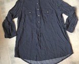 Stylus Size Small Tunic Top Navy Blue White Square Pattern Faux Pearl Bu... - $19.34