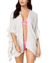 I.N.C. Striped Ruffle Cover-Up, One Size - £7.98 GBP