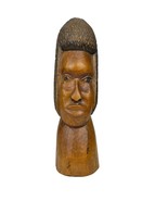 Vintage Hand-Carved Wooden Figurine Man Statue Tribal Native Face Bust 13&quot; - $738.14 MXN