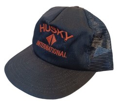 Vintage Husky International Snapback Mesh Black Trucker Hat Cap Ram Head... - £27.42 GBP