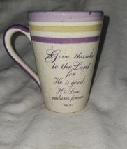 2004 Julie Ueland Psalm 107:1 Give Thanks To The Lord Coffee Mug Purple ... - $15.99
