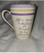 2004 Julie Ueland Psalm 107:1 Give Thanks To The Lord Coffee Mug Purple ... - £12.58 GBP