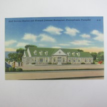 Linen Postcard Gulf Service Station &amp; Howard Johnson Pennsylvania Turnpike - £4.72 GBP