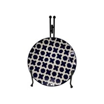 Pier 1 Stoneware Cobalt Blue and White Cross Abstract Shapes 8.5 in - $11.83