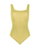 NWT BALMAIN Womens MONOGRAM JACQUARD BODYSUIT Lime Size 40 - £170.97 GBP