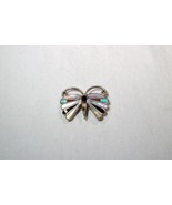 Vintage Signed Zuni Sterling Turquoise Multi Stone Inlay Butterfly Brooc... - £42.71 GBP