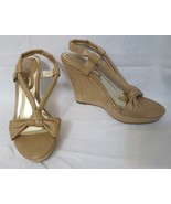 Charles David Know Burlap Wedge Heel Sandal shoe Tan Sz 8.5B - £11.97 GBP