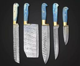 CUSTOM MADE HANDMADE DAMASCUS STEEL CHEF KNIFE KITCHEN KNIVES CHEF SET - $93.11