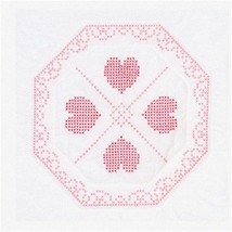 Heartfelt Lace Cross-Stitch Quilt Squares - 18&quot; Delicate Embroidery for Cherishe - £37.01 GBP