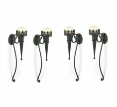 8 Gothic Medieval Decor Black Sconce Candle Holders Wall Mounted Castle Torches - £119.67 GBP