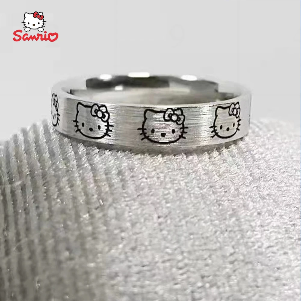 Play Hello Kitty Ring Kawaii Sanrio My Medol Anime Silvery Adjustable Jewelry Ku - £22.91 GBP