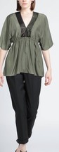 Brunello Cucinelli Military Green Silk Top Blouse Tunic Sz M NWT $2299 - $549.00