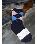 Janie &amp; Jack Argyle Plaid Navy Pink Print Crew Dress Socks Size 2T/3 NEW - €5,49 EUR