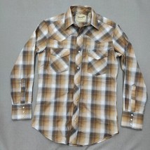 Wrangler Western Shirt Mens Small Western Pearl Snap Brown Plaid Rodeo G... - £19.55 GBP