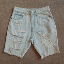 Love, Fire Denim Bermuda Shorts Womens Sz 0 Distressed Cut Off 100% Cotton NWOT - £15.56 GBP