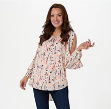 Haute Hippie Tribe Printed Long Sleeve Top (Peach Floral, X-Large) A395830 - $22.84