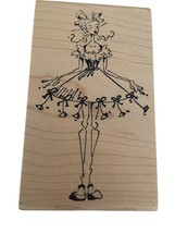 Magenta Rubber Stamp Whimsical Ballerina Dancer Ribbons Bows Card Making Crafts - £11.79 GBP