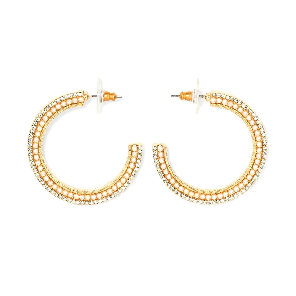 SUGAR FIX by BaubleBar Large Pearl and Crystal Hoop Earrings (Nickel Free) NEW!!
