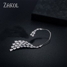 ZAKOL New Arrival Water Drop Cubic Zirconia Stud Earring Simple for Women  Weddi - £13.80 GBP