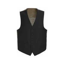Mens RENOIR Vest Wool 140 Adjustable ,V-Neck two Pocket Full Lining 508-1 Black image 3