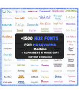 Machine Embroidery Fonts  for Husqvarna &amp; Viking +1500 - HUS Format - In... - $18.00