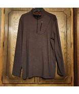 Men&#39;s Swiss Tech Brown Black Mock Neck 1/3&quot; Zip Light Weight Jacket Pull... - $26.18
