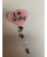badge reels retractable id holders - I Love Fridays On Pink Background - £7.86 GBP
