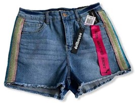 dollhouse Juniors Denim Rainbow Stripe Cutoff Shorts Size 11 Color Midtown Blue - £45.62 GBP