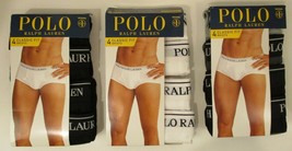 4 RALPH LAUREN POLO COTTON CLASSICS BRIEFS SIZES S M L XL 2XL BLACK WHIT... - £28.08 GBP