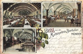 München Germany~Mathäser Bräu BIERHALLEN~1905 Multi Image Sanguinetti Postcard - £11.29 GBP