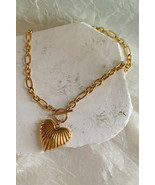Gold Heart Pendant Chain Necklace - $5.69