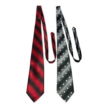 Vintage Fulei Men’s Neckties – Red Black Striped Dots &amp; Gray Geometric P... - $18.00