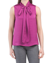 New Kasper Pink Purple Tie Neck Career Top Blouse Size L Size Xl - £30.33 GBP
