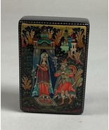 Russian Lacquer Hand Painted Papier Mache Trinket Box - £26.00 GBP